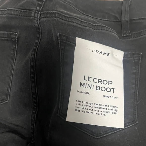 Frame NWT $225 Black Wash Le Crop Mini Boot Kerry sz 27 KRRY jeans - Picture 7 of 9